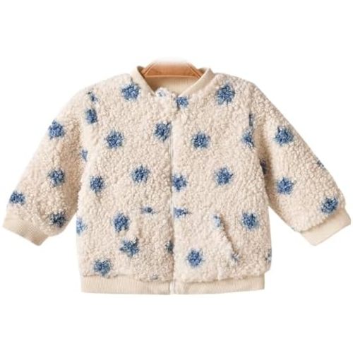 Baby Girls Fleece Jacket with Zipper, Soft Cotton Lining Outwear for 3-24 Months Infant Toddler