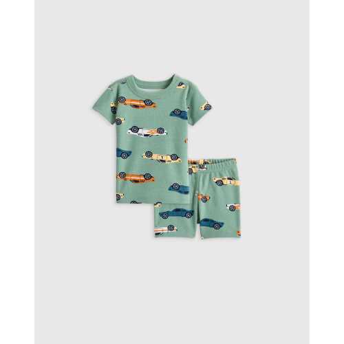100% Organic Cotton Short Sleeve and Shorts Pajama Set in Racecars