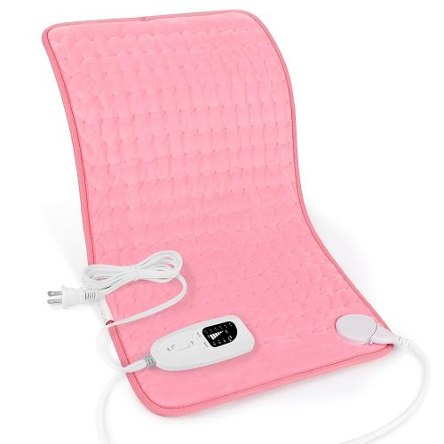Heating Pad,Electric Heating Pads for Back,Hot Heated Pad for Abdomen,Shoulder,Knee,Multiple Temp and Auto Shut Off(Baby Pink,12''×24'')