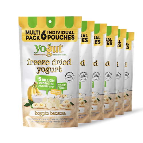 Freeze-Dried Banana Yogurt Bites, 6-pack, Crunchy Texture, Gluten-Free, Non-GMO, with 5 Billion Probiotic Cultures