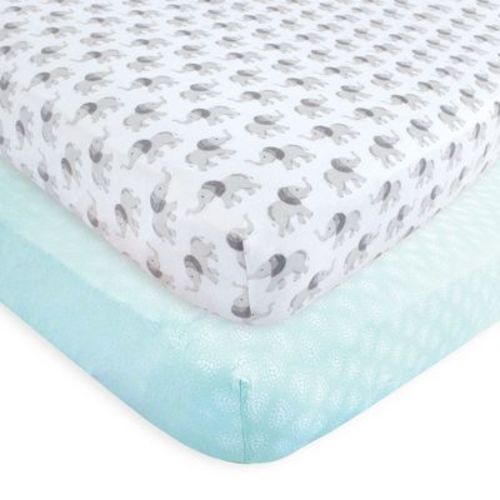 Hudson Baby Infant Cotton Fitted Crib Sheet, Gray Elephant, One Size