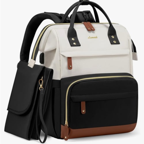 LOVEVOOK Diaper Bag Backpack, Baby Bag with Changing Station, Large Diaper Backpack for Mom Dads, Waterproof Mommy Bag for Boy and Girl, Travel Essential Baby Shower, Black-Beige