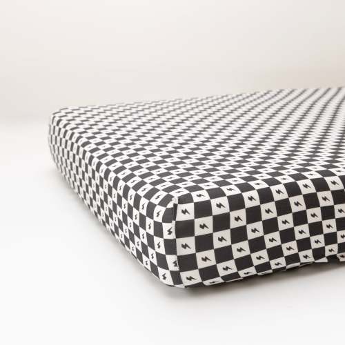 Checkered Lightning Bolt Crib Sheet – Brave Little Ones
