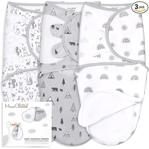 Mama Cheetah Baby Swaddle Blanket with Zipper, Newborn Swaddle Sack, Baby Swaddling Sleep Sack 0-3 Months, Baby Swaddle Wrap with Easy Change Zipper for Boy & Girl, 3-Pack