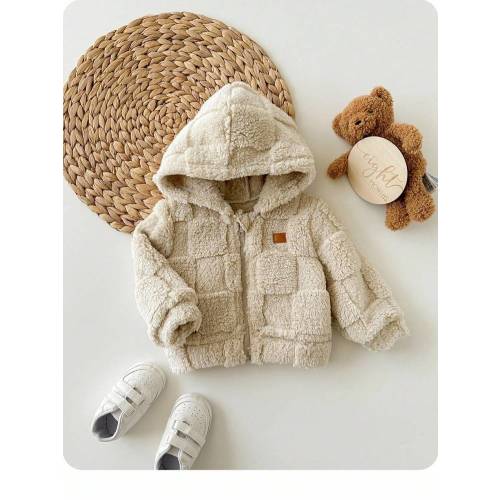 SHEIN Newborn Baby Girl Cute Fuzzy Beige Hooded Jacket, Autumn/Winter Baby Jacket Baby Hooded Jacket Warm Baby Clothes Baby Coat Baby Bear Jacket Fall | SHEIN USA