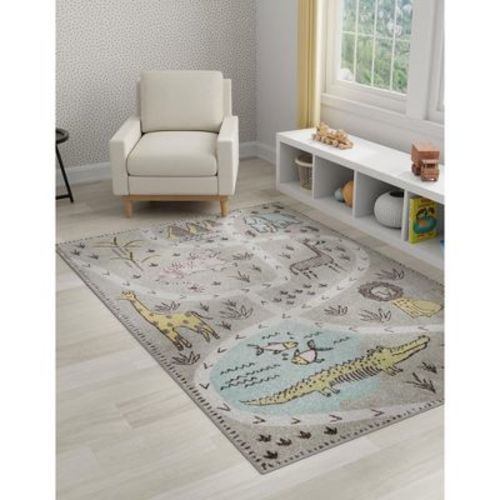 Unique Loom Whimsy Kids Jungle Animals Indoor Woven Area Rug