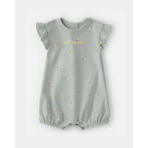 Baby Girl 'Main Squeeze' Lemon Short-Sleeve Romper - Green | Carter's