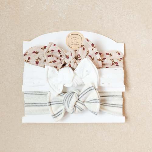 Baby Girl Headwrap Bow Bundle  • Quinn • Handmade Newborn Hair Accessory
