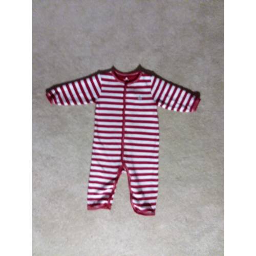 BABY GAP Candy Cane Red & White Striped Body Suit with Red Elbow Patch - 3-6 months Unisex - Like New - Christmas