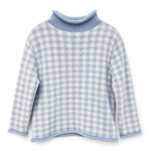 6-12M, HAMPTON JAMES Signature Rollneck Sweater - Blue Gingham