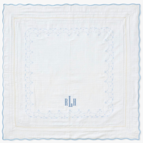 Monogrammed Organic Muslin Baby Blanket