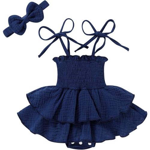 YOUNGER TREE Baby Girl Clothes Infant Summer Romper Dress Sleeveless Bodysuit Jumpsuit with Headband Toddler Outfits