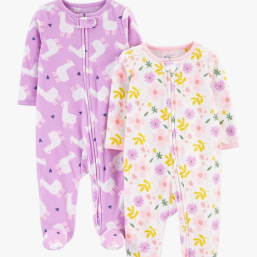 Simple Joys by Carter's Baby Girls' Fleece Footed Sleep and Play, Pack of 2