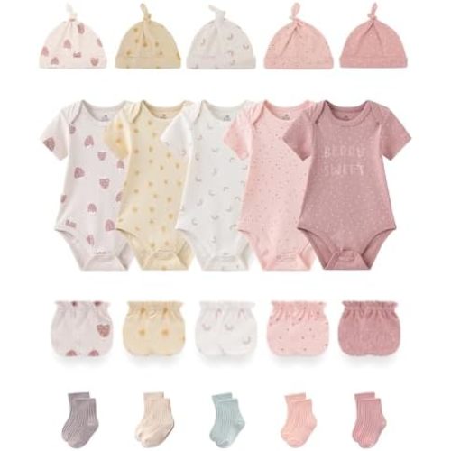 Baby Boy Girl Bodysuit Set 20-Piece Unisex Baby Clothes Outfit and Accessories