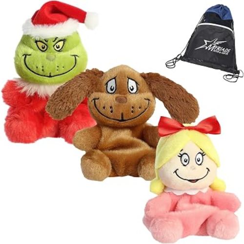Aurora Palm Pals Dr. Seuss Bundle: Santa Grinch, Max, and Cindy Lou Who