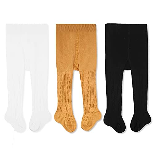 CozyWay Baby Girls Tights Cable Knit Leggings Stockings Cotton 1/3/4/5 Pack Pantyhose Infants Toddlers 0-4t
