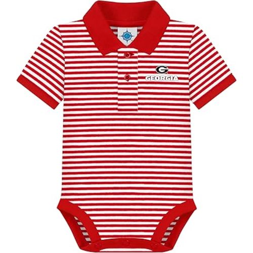 Creative Knitwear College Baby Striped Polo Bodysuit - Team Logo, Multiple Colors, for Boys & Girls (0-12 Months)
