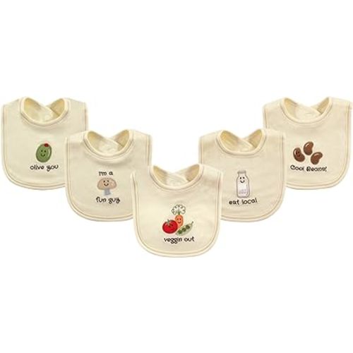 Touched by Nature Unisex Baby Organic Cotton Bibs, Veggies, One Size