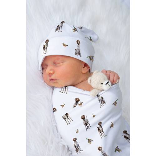 GSP Hospital Take Home Baby Boy Swaddle, German Shorthaired Pointer, Duck Hunting Baby Blanket, New Baby Receiving Blanket, Nursery Bed Set
