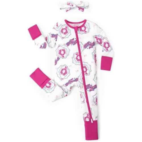 Disney Marvel Baby Girl Clothes 2-Way Zip Romper with Headband 0-18 Months