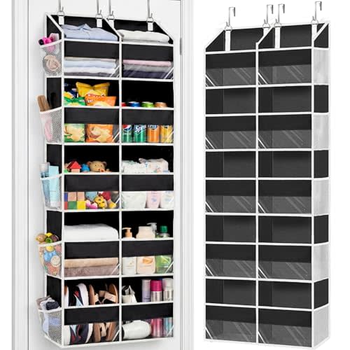 Over the Door Organizer 5 Tiers, Extra Large Behind Door Storage of 10 Compartments, 80 lbs Weight Capacity Hanging Storage Organizer with Clear Window Kids Toys, Shoes, Diapers, Room storage