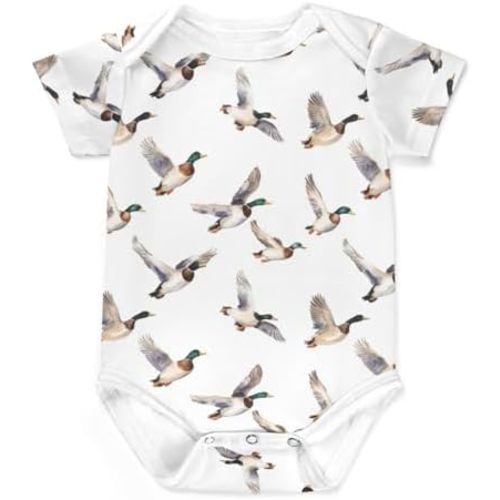 Vintage Deer Mallard Duck Fish Baby Bodysuits Boys Girls Wild Animals Hunting Infant Romper Outfit