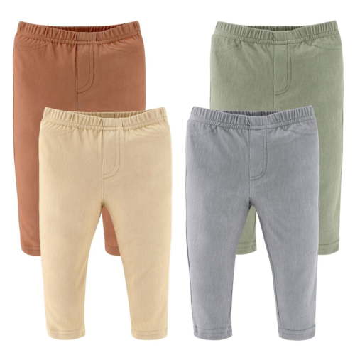 The Peanutshell Jean Jeggings Neutral Design for Newborn Baby Boys and Baby Girls, 4-Pack
