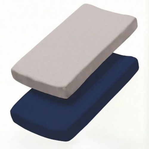 CGK Linens Microfiber Baby Crib Sheets – Soft, Breathable Fitted Crib Sheets, Oeko-Tex Certified in Grey/Navy, Size Standard