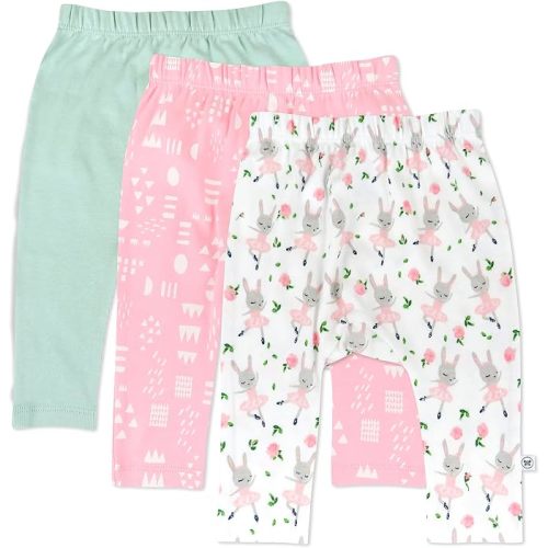 HonestBaby Unisex-Baby Multipack Harem Pants Roomy Fit Pull on Bottoms 100% Organic Cotton for Baby Boys, Girls
