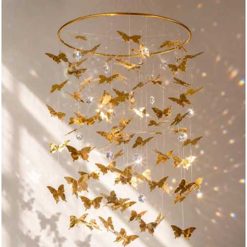 Small gold butterfly mobile/gold hoop/nursery mobile/Canopy/Baby mobile/Baby nursery/girl room decor/gold crib mobile/baby shower gift.