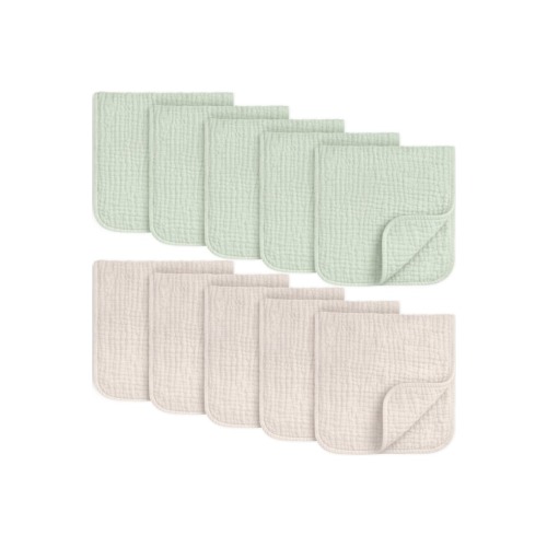 10-Pack Lyra Muslin Burp Cloths, One Size
