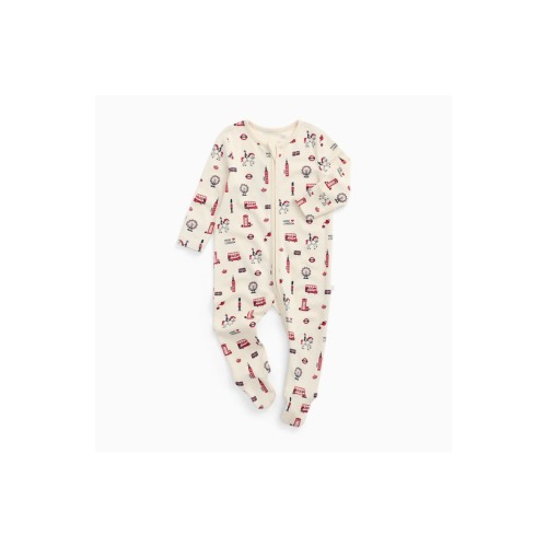 London Print Two Way Zip-Up Sleepsuit, 0-3M UK