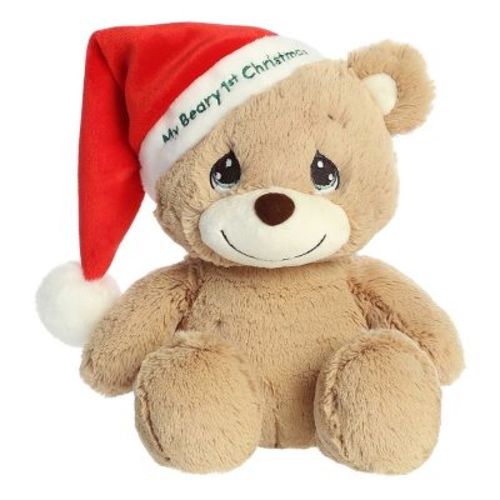 Aurora Medium My Beary 1st Christmas Precious Moments Festive Stuffed Animal Brown 12"