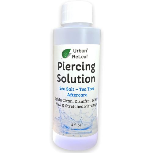 Urban ReLeaf Piercing Solution ! Soothing Sea Salts & Tea Tree AFTERCARE 4 oz, Ready to use. Safely Clean and Calm New & Stretched Piercings. Gentle Effective Natural & Proven. Works Fast