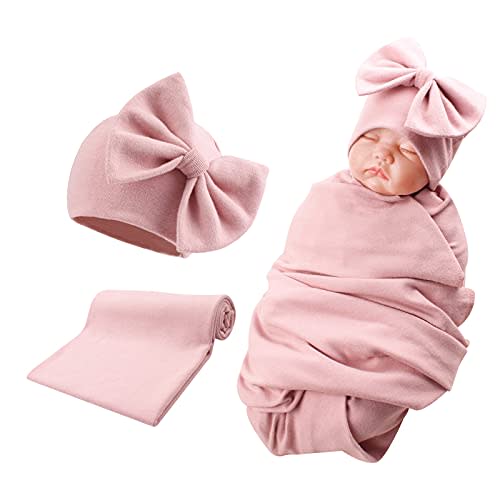 Bamery Newborn Baby Girl Hat Cotton Baby Bow Beanie Preemie Hats Spring Infant Hats for Girls 0-12 Months