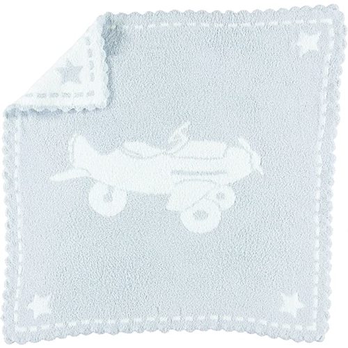 Barefoot Dreams CozyChic Scalloped Baby Receiving Blanket - Blue & White 30x 32