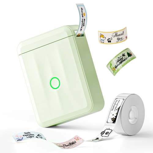 NIIMBOT Label Maker D110 Upgraded Mini Portable Label Printer Inkless Labeler Sticker Bluetooth Rechargeable Thermal Label Maker Machine with Tape(Green)