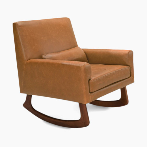 Nursery Works Sleepytime Rocker - Pu Tan Leather/Walnut Legs