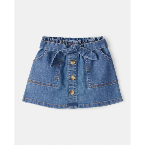 Toddler Girl Button Denim Skirt with Tie Waistband - Blue - OshKosh B'gosh | Carter's