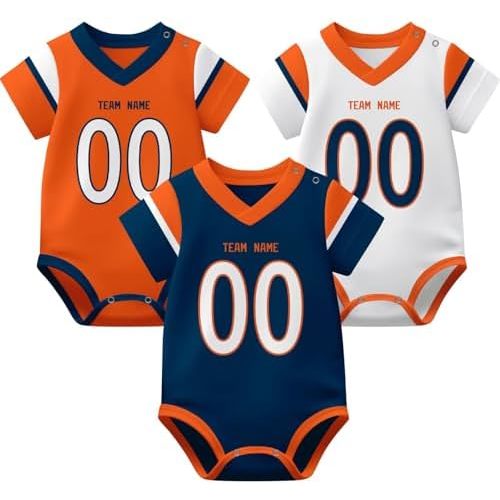 KREDE Baby Clothes Unisex Bodysuit Jersey Style Custom Name Number for Baby Boys