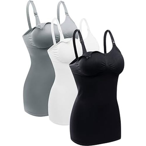 Womens Nursing Tank Tops Built in Bra for Breastfeeding Maternity Camisole Brasieres