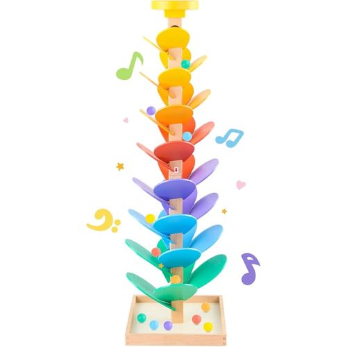 Wooden Marble Run Music Tree, Montessori Toy for Ages 3+, Marble Run Learning Game, Creative Color Sorting Toy, Birthday Gift for Boys and Girls Ages 4-8