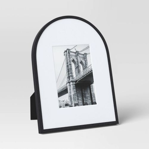 9"x12" Matted to 5"x7" Aluminum Arch Table Frame Black - Threshold™: Modern Half Moon Picture Display, Easel Back