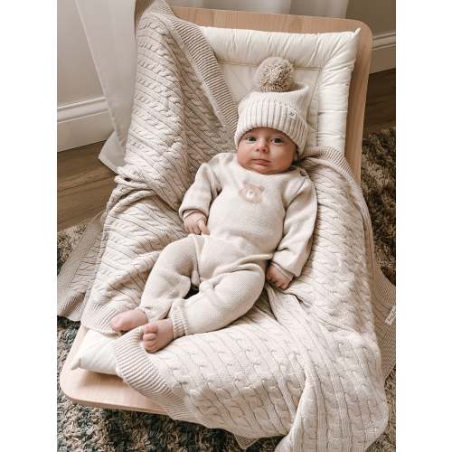Luna + Luca Cable Knit Baby Blanket - Beige