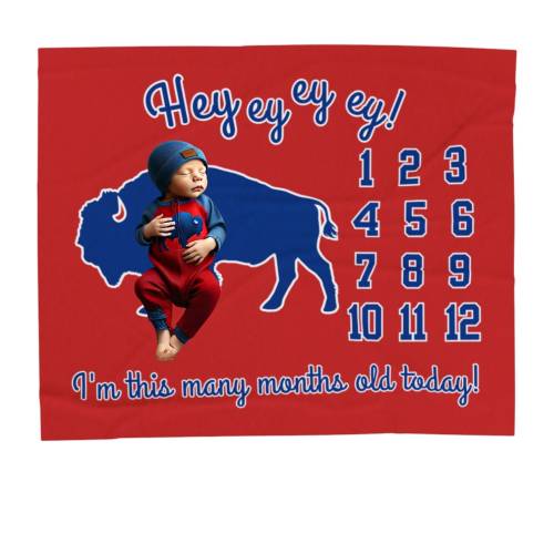Buffalo Baby Milestone Blanket: Velveteen Plush Photo Prop