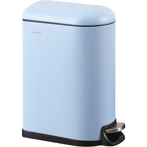 happimess HPM1009H Roland Mini 2.6-Gallon Step-Open Trash Can, Tide Pool Blue,with Soft-Close Lid, Fingerprint Resistant, Modern, Minimalistic for Home, Kitchen, Office, Bedroom, Bathroom