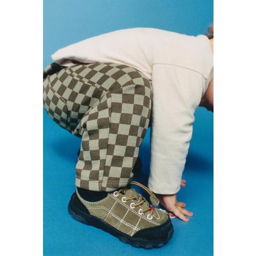 CHECKERBOARD FLEECE PANTS - Mid-green | ZARA United States