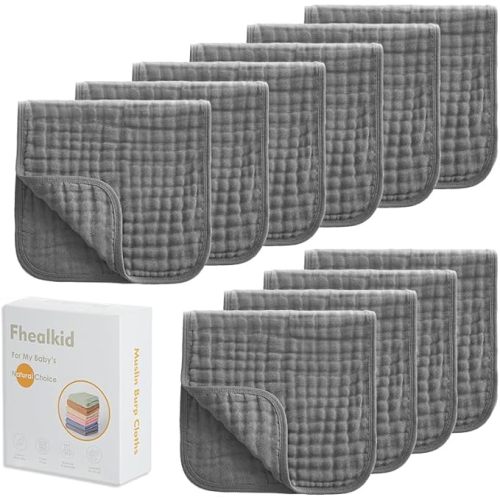Muslin Burp Cloths Sets Newborn Baby Boy Essentials Must Haves 100% Cotton 10 Pack 22" X 10",6-Layer Baby Bibs & Burp Cloths for Baby Drool and Messes - Soft, Safe & Gentle for Boys & Girls Multi