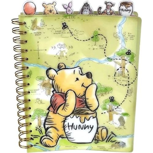 Disney Winnie The Pooh Tab Journal Spiral Bound Notebook with Cute Dividers