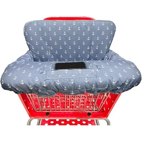 Shopping Cart Cover for Baby Grocery Cart Cover for Baby boy and Baby Girl, High Chair Cover for Baby and Toddler, Baby Registry Gift - Waterproof - Extra Large - Cotton - Double Sided (Blue)